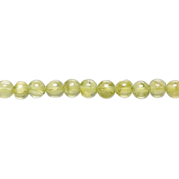 Bead, peridot (natural), 4-6mm hand-cut round, C grade, Mohs hardness 6-1/2 to 7. Sold per 13-inch strand. image number 0