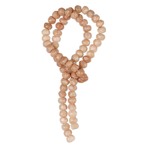 Bead, sunstone (natural), shaded, 6x4mm-7x6mm hand-cut tumbled faceted rondelle, F grade, Mohs hardness 6-1/2 to 7. Sold per 14-inch strand. image number 0