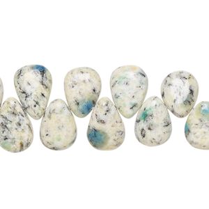 K2 "jasper" 1pkg1, hand-cut top-drilled puffed teardrop bead natural 8 inch 10x8mm-12x9mm