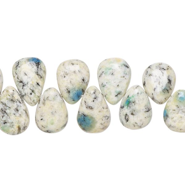 K2 "jasper" 1pkg1, hand-cut top-drilled puffed teardrop bead natural 8 inch 10x8mm-12x9mm image number 0