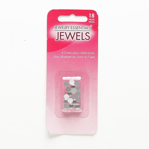 Flat back, glass, clear, foil back, 4.6-4.8mm faceted round, SS20. Sold per pkg of 18. image number 0