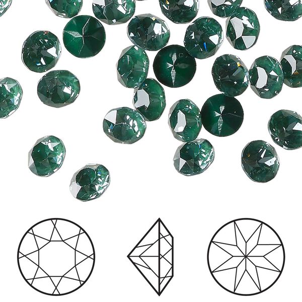 Chaton 288pk crystal pine green ignite LacquerPRO, Swarovski® 6.14-6.32mm round SS29 1088 image number 0