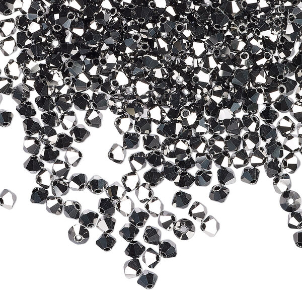 Bead 144pk jet light hematite 2X, Preciosa Czech crystal 3mm bicone image number 0