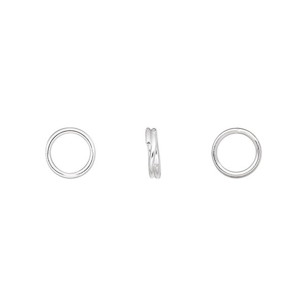 Split ring, sterling silver, 7mm round. Sold per pkg of 10. image number 0