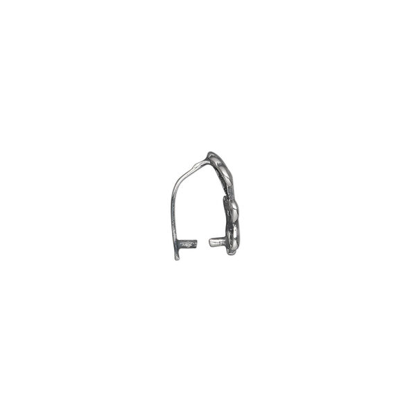Bail, ice-pick, antiqued sterling silver, 11x7.5mm single-sided fleur-de-lis, 8mm grip length. Sold individually. image number 1