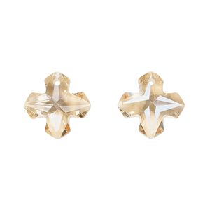 Drop 2pk transparent crystal golden shadow, Celestial Crystal® 14mm Greek cross