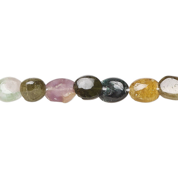 Multi-tourmaline 1pkg1, hand-cut puffed oval bead natural 13 inch 5x4mm-10x7mm image number 0