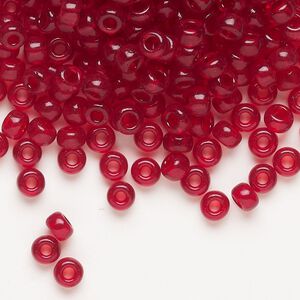 Seed bead, Miyuki, glass, pkg/25g, #6 rocaille, transparent dark ruby (RR-141D).