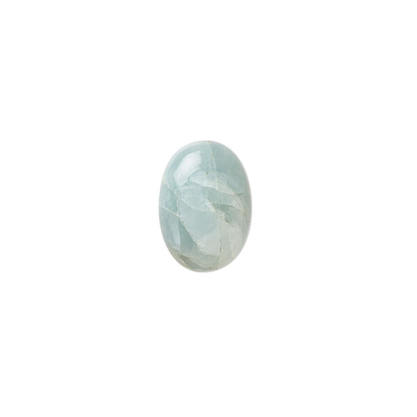 Cabochon, aquamarine (heated), 14x10mm hand-cut calibrated oval, C grade, Mohs hardness 7-1/2 to 8. Sold individually. image number 0