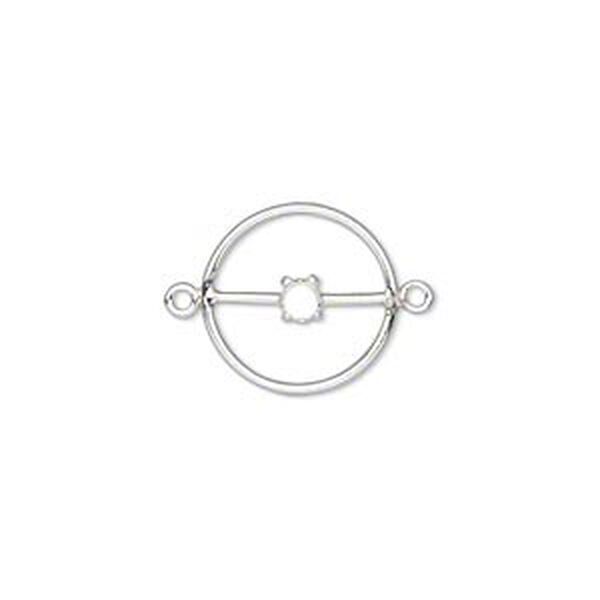 Link, sterling silver, 14mm flat round with 4mm round setting. Sold individually. image number 0