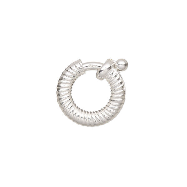 Clasp, springring, sterling silver, 16mm twisted round. Sold individually. image number 0