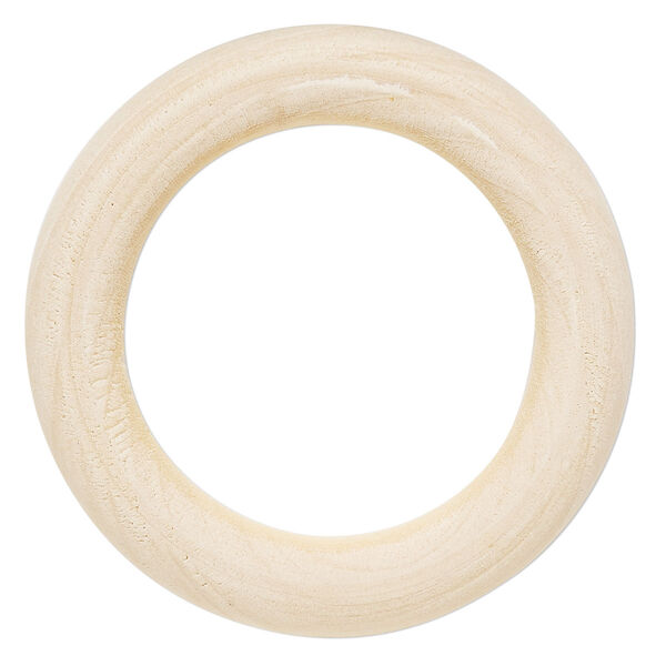 Focal, Chinese guger tree wood, white, 2-inch ring. Sold per pkg of 6. image number 0
