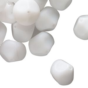Bead, glass, opaque matte white, 14x12mm faceted saucer. Sold per 2-ounce pkg, approximately 25 beads.