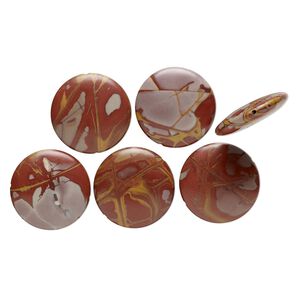 Noreena jasper 1pkg6, flat round bead natural 30mm