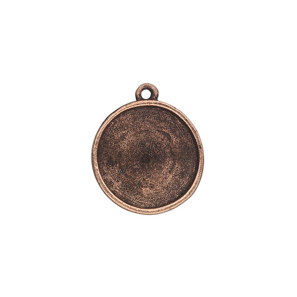 Drop, Almost Instant Jewelry®, antique copper-plated pewter (tin-based alloy), 18mm round with 16mm rivoli setting. Sold individually. image number 0