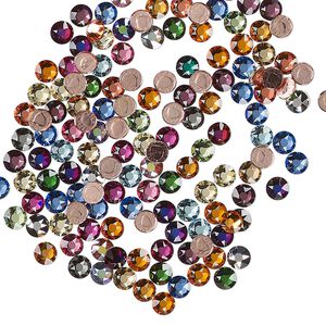Flat back mix, Crystal Fire®, crystal, pkg/144, 3.00-3.20mm hotfix round, SS12, (2078HF), mixed colors.