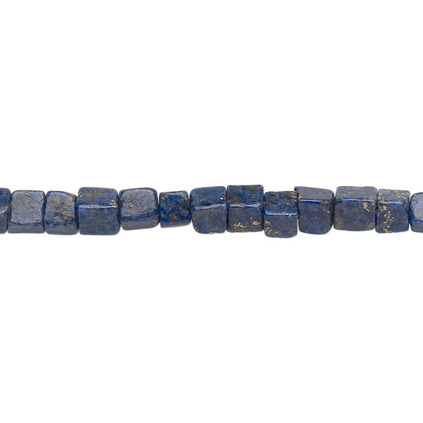 Bead, lapis lazuli (natural), 4x4mm cube, B grade, Mohs hardness 5 to 6. Sold per 15-1/2" to 16" strand. image number 0