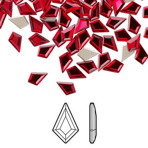 Flat back 6pk light Siam foil back, Crystal Passions® 6.4x4.2mm kite 2771