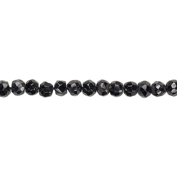 Black spinel 1pkg1, hand-cut faceted rondelle bead natural 13 inch 4x3mm-4x4mm image number 0