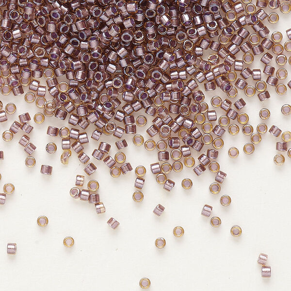 Seed bead, Delica®, glass, pkg/7.5g, #11 round, translucent silver rose-lined luster topaz (DB-0912). image number 0
