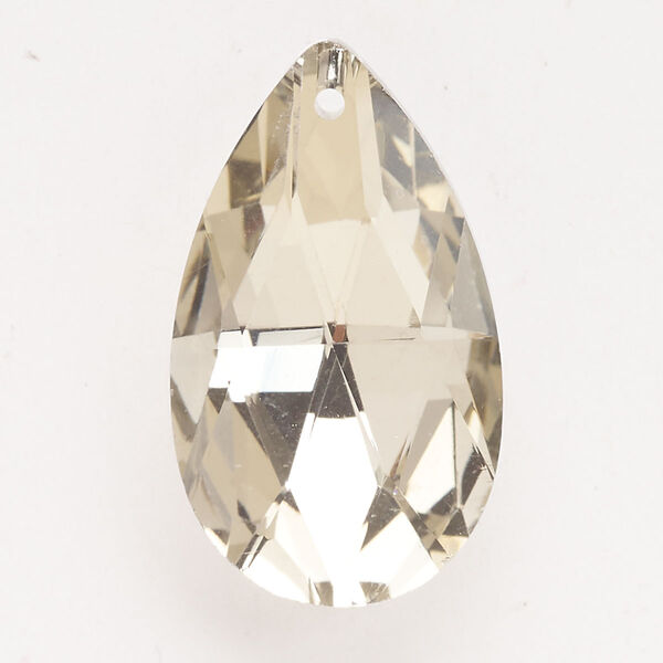 Focal glass 1pk 38x22mm faceted teardrop, crystal clear golden shadow image number 0