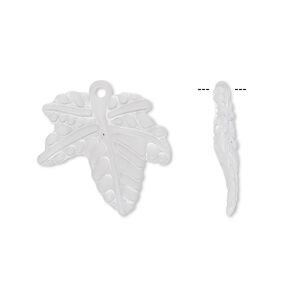 Drop, acrylic, frosted clear, 20mm leaf. Sold per pkg of 100.