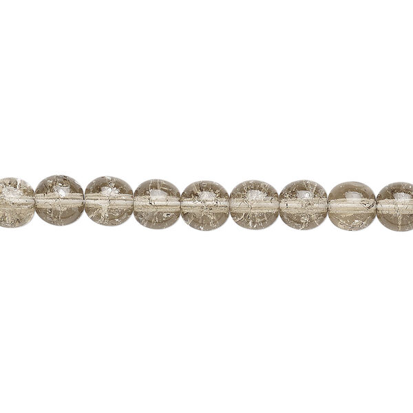 Bead, Czech crackle glass druk, smoky, 6mm round. Sold per 15-1/2" to 16" strand, approximately 65 beads. image number 0