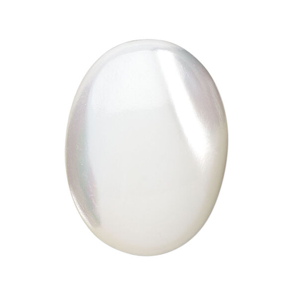 Cabochon, trochus shell (natural), 16x12mm calibrated oval, Mohs hardness 3-1/2. Sold per pkg of 4. image number 0