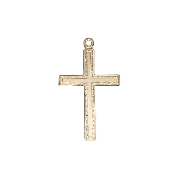 Drop, 14Kt gold-filled, 23x15mm single-sided flat textured cross. Sold individually. image number 0