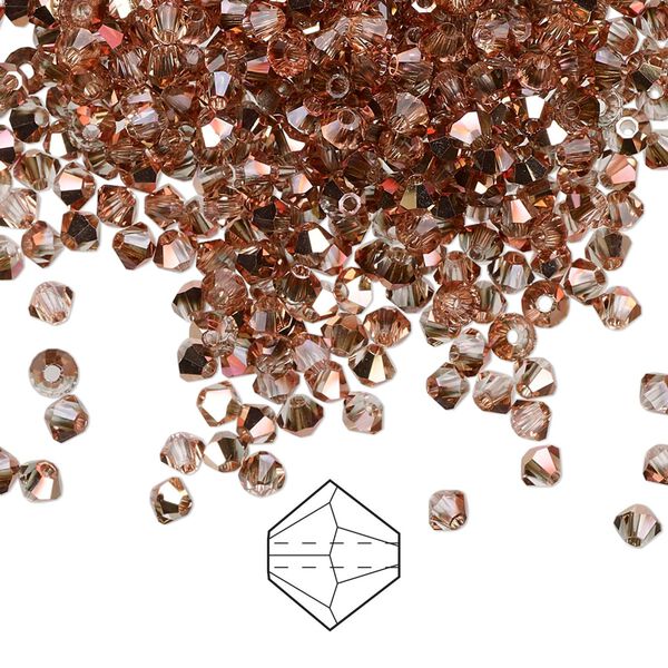 Bead 144pk crystal capri gold, Preciosa Czech crystal 3mm bicone image number 0