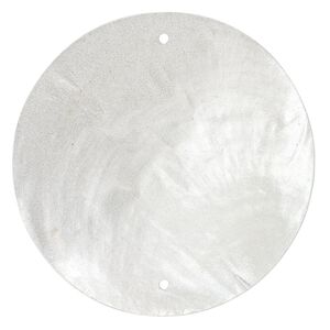 Wind chime component capiz shell 20pk 50mm double-drilled flat round, translucent light grey dyed