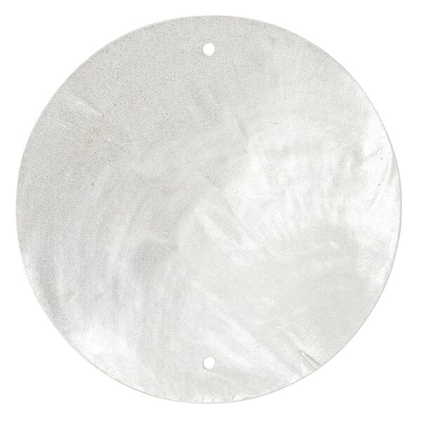 Wind chime component capiz shell 20pk 50mm double-drilled flat round, translucent light grey dyed image number 0