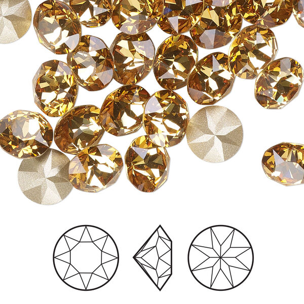 Chaton 6pk golden topaz foil back, Crystal Passions® 8.16-8.41mm round SS39 1088 image number 0