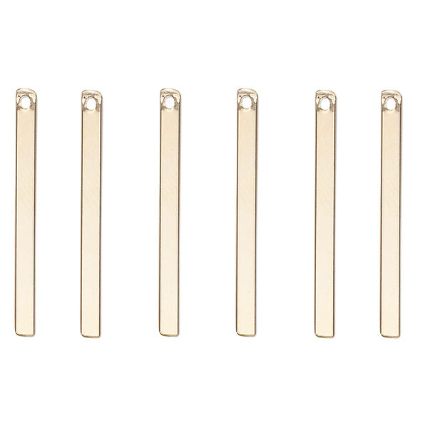 Drop, 14Kt gold-filled, 25x2mm smooth bar. Sold per pkg of 6. image number 0