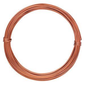 Wire, anodized aluminum, orange copper, 1mm round, 18 gauge. Sold per pkg of 45 feet.