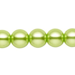 Bead, glass, opaque lime green, 11-12mm round. Sold per 15-1/2" to 16" strand.