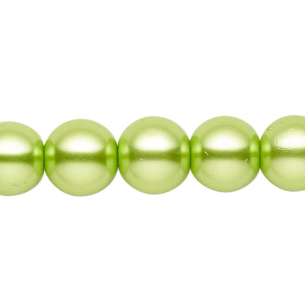 Bead, glass, opaque lime green, 11-12mm round. Sold per 15-1/2" to 16" strand. image number 0