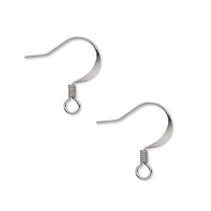 Ear wire fishhook 1pkg100 gunmetal-plated, 17mm flat / 2.5mm coil / open loop, 22 gauge brass 50 pair