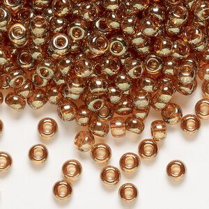 Seed bead, Miyuki, glass, pkg/25g, #6 rocaille, translucent gold luster topaz (RR-311).