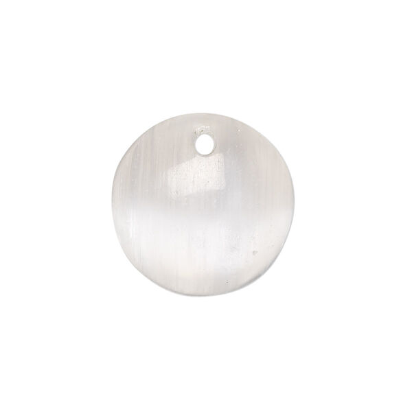 Drop, selenite (waxed), 18-20mm hand-cut one-sided puffed round, B grade, Mohs hardness 2 to 2-1/2. Sold individually. image number 0