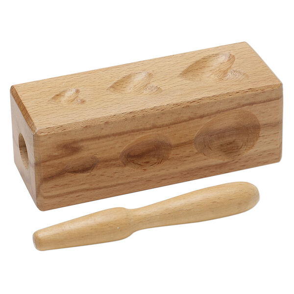 Dapping block, wood, 5 x 2 x 2-inch 4-sided block with 4-1/2 x 3/4 inch punch. Sold per 2-piece set. image number 0