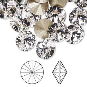 Chaton 288pk crystal clear foil back, Swarovski® 10.54-10.91mm rivoli SS47 1122