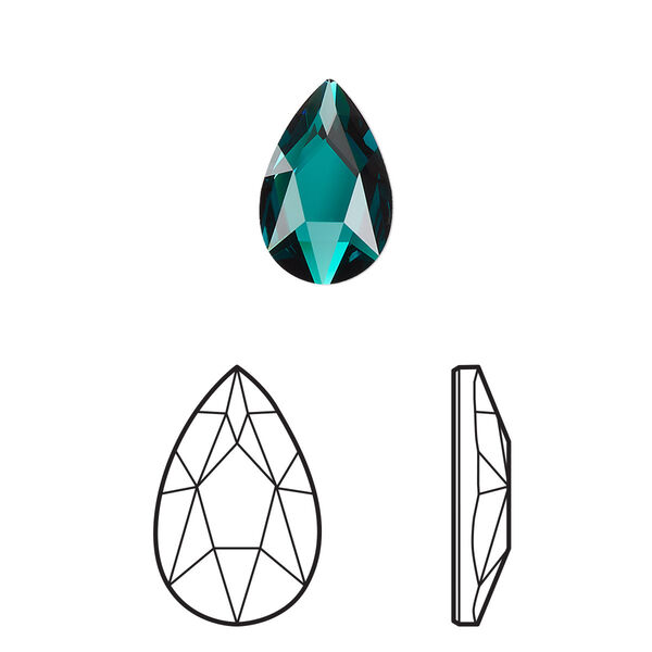 Flat back 24pk emerald foil back, Crystal Passions® 14x9mm pear 2303 image number 0