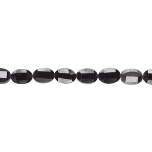 Black spinel 1pkg1, hand-cut faceted flat oval bead natural 15.5-16 inch 5x3mm-7x5mm