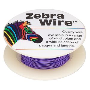 Wire, Zebra Wire™, color-coated copper, violet, 24 gauge. Sold per 20-yard spool.
