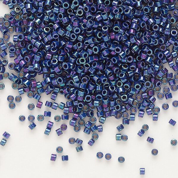Seed bead, Delica®, glass, pkg/250g, #11 round, opaque rainbow gold luster eggplant (DB-0135). image number 0