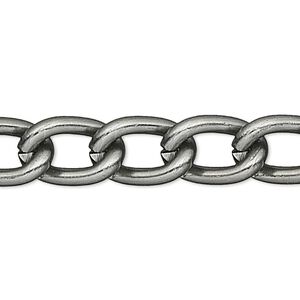 Chain 1pkg1 curb, 5mm, aluminum / anodized gunmetal 25 foot unfinished