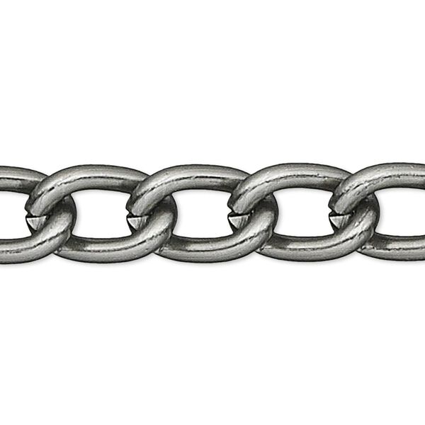 Chain 1pkg1 curb, 5mm, aluminum / anodized gunmetal 25 foot unfinished image number 0