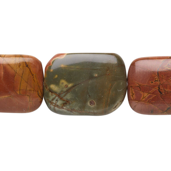 Bead, red creek jasper (stabilized), 20x15mm rectangle, B grade, Mohs hardness 6-1/2 to 7. Sold per 15-1/2" to 16" strand. image number 0
