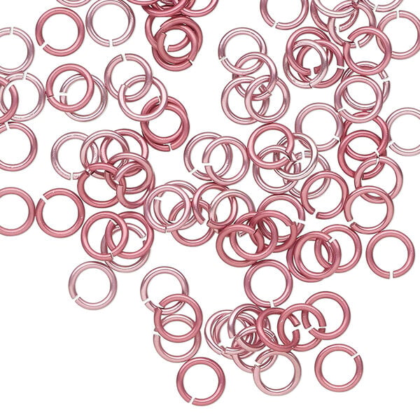 Jump ring 1pkg100 aluminum, 5mm round, 20 gauge / 3.1mm inside diameter / pink image number 0